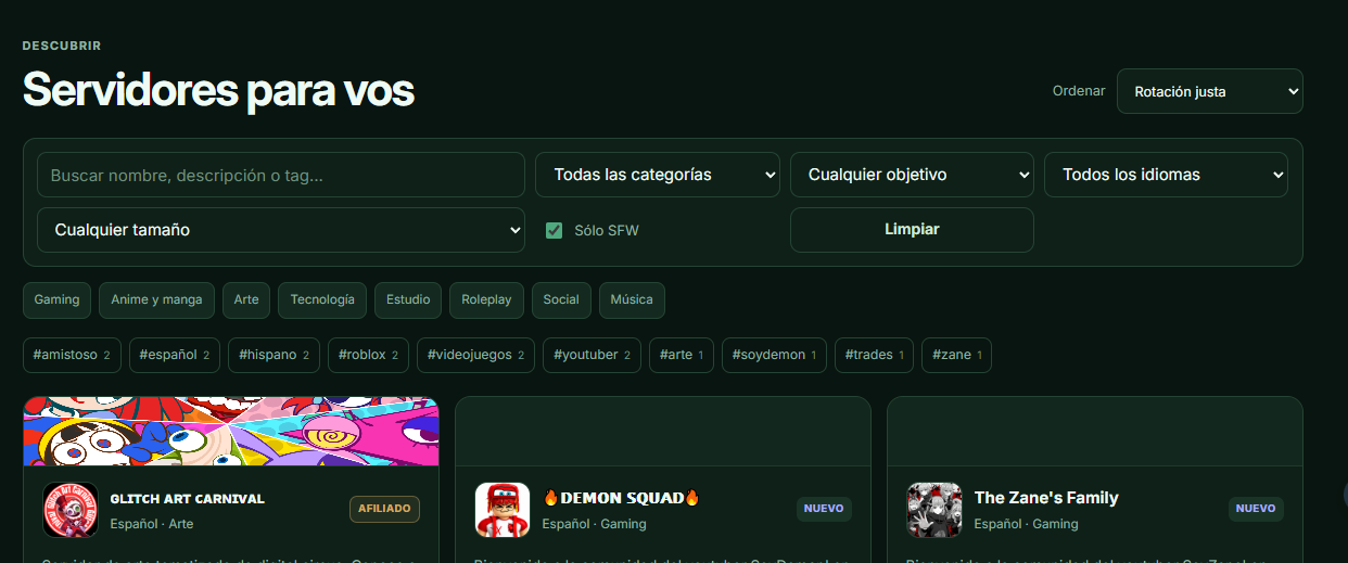 Explorador de servidores de DiscFindr